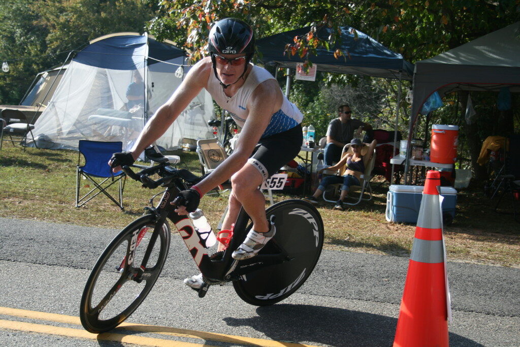 A man riding a bike.