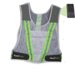 A running vest with a green light and other features.