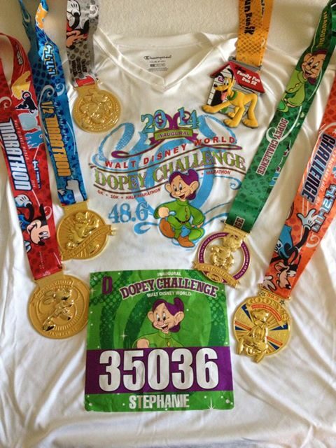 Disney world marathon medals and medals.