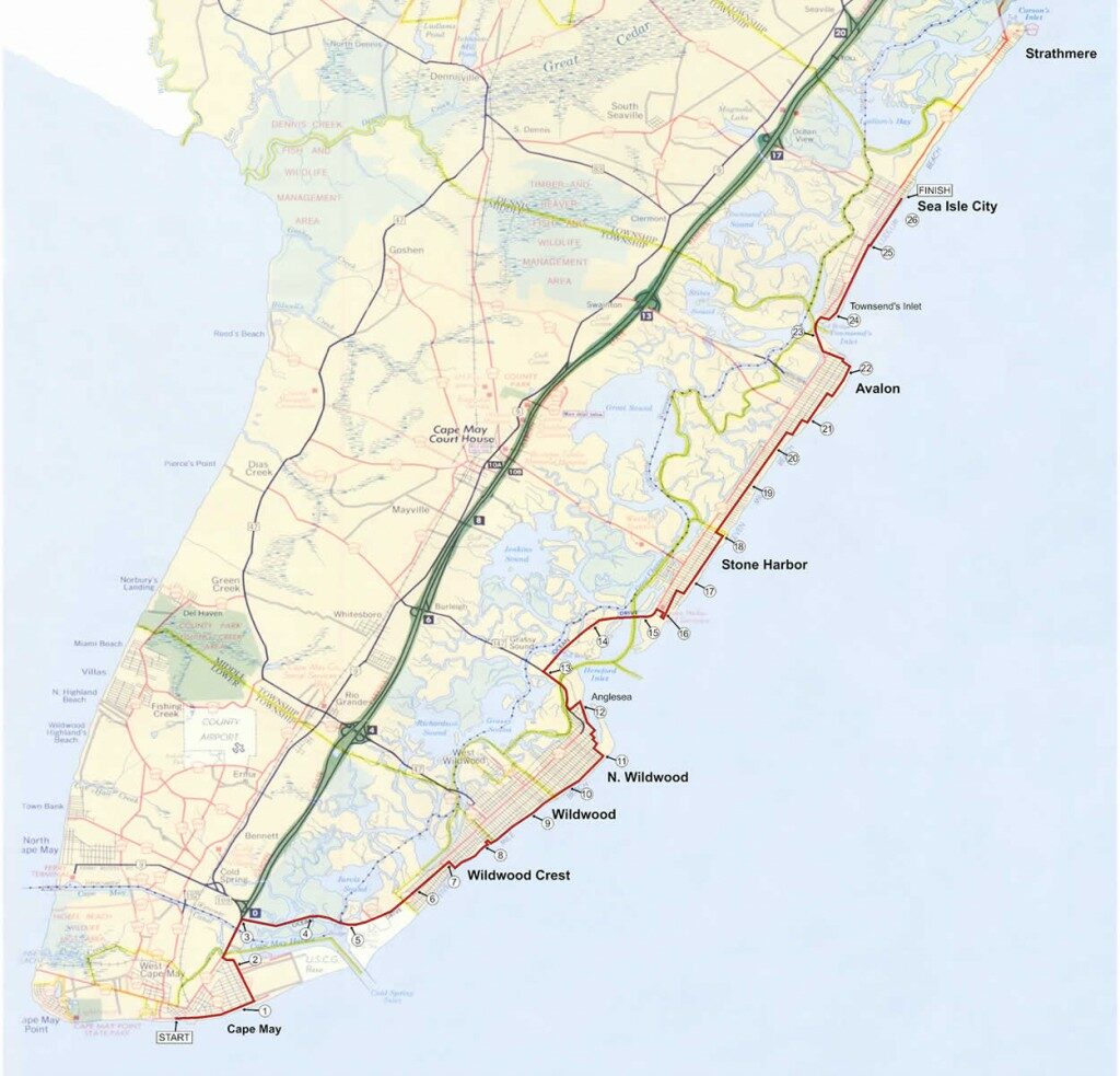 A map showing the route of a road.