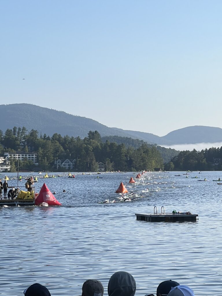 Image of the swim course for Ironman Lake Placid. 