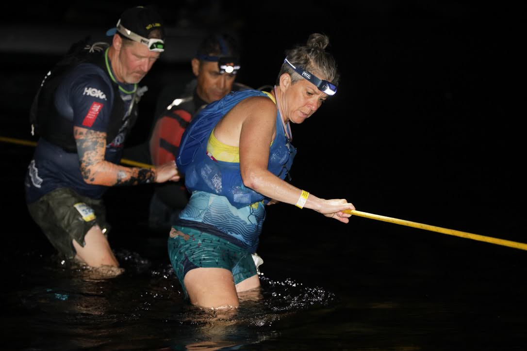 Runners crossing Rucky Chucky at Western States 100